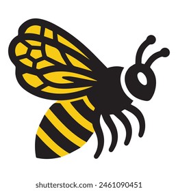 Bee silhouette black vector flat illustration