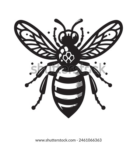 Bee silhouette black vector flat illustration