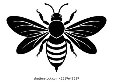 Bee Silhouette, Insect Silhouette Design, Flying Bee Vector, Honeybee Clipart, Bumblebee Silhouette Art