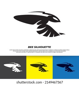 Bee silhouette logo template with sport design, bee icon, bee esport logo illustration.