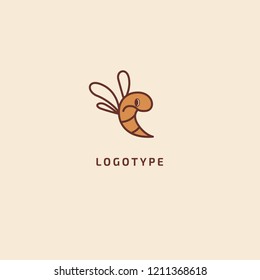 Bee silhouette logo. Vector abstract minimalistic illustration wasp. Bumblebee icon. honey, beekeeping, insect vector flat style logotype modern.
