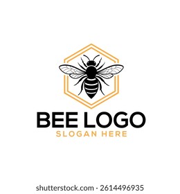 bee silhouette logo vector line art logo design