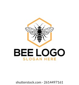bee silhouette logo vector line art logo design