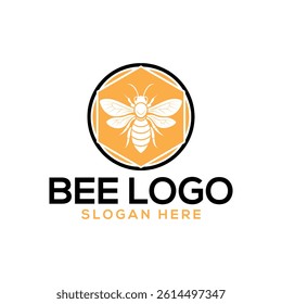 bee silhouette logo vector line art logo design