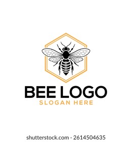 bee silhouette logo vector line art logo design