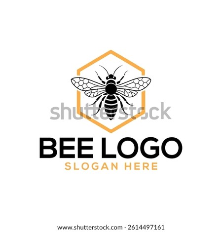 bee silhouette logo vector line art logo design