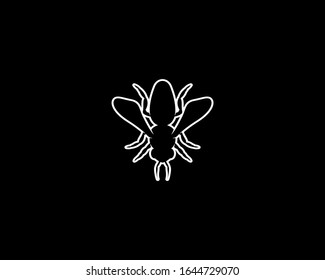 Bee Silhouette on Black Background. Isolated Vector Animal Template for Logo Company, Icon, Symbol etc