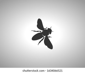 Bee Silhouette on White Background. Isolated Vector Animal Template for Logo Company, Icon, Symbol etc