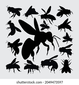 Bee Silhouette. A set of bee silhouettes