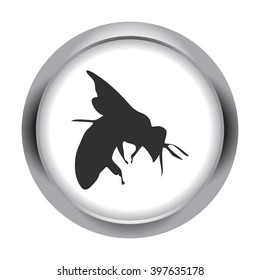 Bee silhouette simple icon on round background