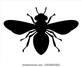 Fondo blanco de arte vectorial de silueta de abeja