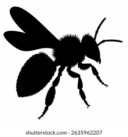 Bee Silhouette Vector | Black Insect Icon on White Background | Nature Design Element | Simple Bee Shape for Prints and Graphics | Isolated Honeybee Silhouette

