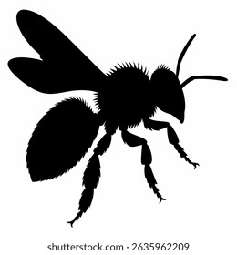 Bee Silhouette Vector | Black Insect Icon on White Background | Nature Design Element | Simple Bee Shape for Prints and Graphics | Isolated Honeybee Silhouette

