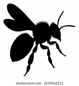 Bee Silhouette Vector | Black Insect Icon on White Background | Nature Design Element | Simple Bee Shape for Prints and Graphics | Isolated Honeybee Silhouette


