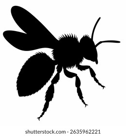 Bee Silhouette Vector | Black Insect Icon on White Background | Nature Design Element | Simple Bee Shape for Prints and Graphics | Isolated Honeybee Silhouette

