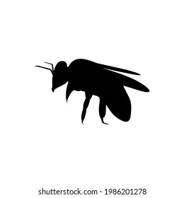 Bee Silhouette - Vector Flat Design Illustration : Suitable for Animal Theme and Other Graphic Related Assets.