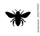 Bee Silhouette Vector Illustration White Background.