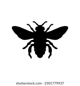 Bee Silhouette Vector Illustration White Background.