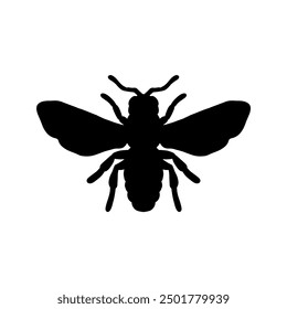 Bee Silhouette Vector Illustration White Background.