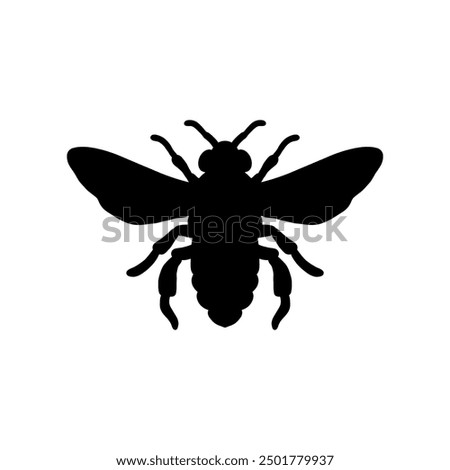 Bee Silhouette Vector Illustration White Background.