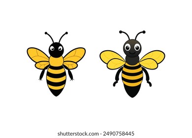 Estilo de Vector de la silueta de la abeja con fondo blanco