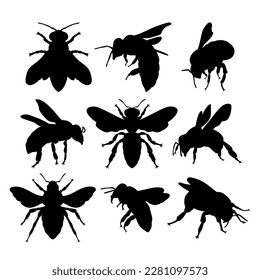 Bee silhouette wasp set bumblebee stencil templates for cutting svg