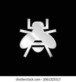 Icono metálico plateado de abeja
