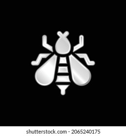 Icono metálico plateado de abeja