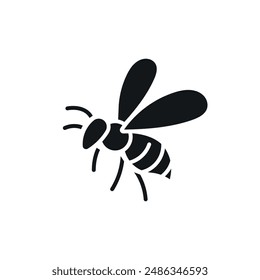 Bee simple glyph icon. Vector solid isolated black illustration.