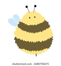 Bee Single 5 cute on a White background, vector illustration.