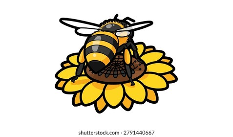 Bee sitting on a flower collecting
