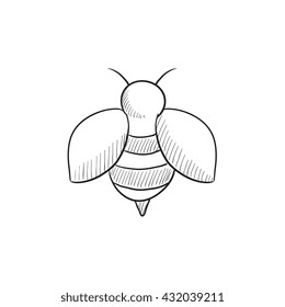 Bee sketch icon for web, mobile and infographics. Hand drawn bee icon. Bee vector icon. Bee icon isolated on white background.