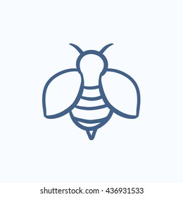 Bee sketch icon for web, mobile and infographics. Hand drawn bee icon. Bee vector icon. Bee icon isolated on white background.