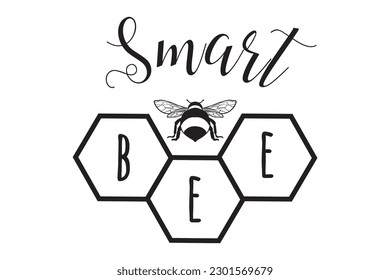 Bee Smart, Honey Bee, Bee design, illustration, Insect  svg