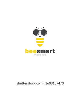 Bee smart logo design vector illustration