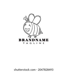 bee smile cartoon logo icon design template black modern isolated vector illustration