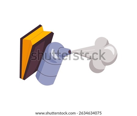 Bee smoker blowing smoke, essential beekeeping tool icon. Concept of apiculture and beekeeping. Smoker for beehive. Bee smoker safety equipment. Flat vector illustration isolated on white background.