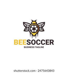 diseño de logotipo de Vector de fútbol abeja