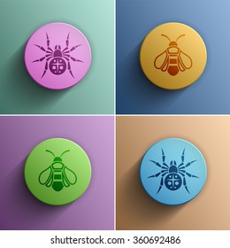 Bee and Spider abstract icon template, Flat style, Vector Eps 10