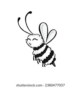Bee squints with happiness, vector illustration