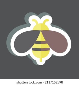 Bee Sticker in trendy isolated on black background