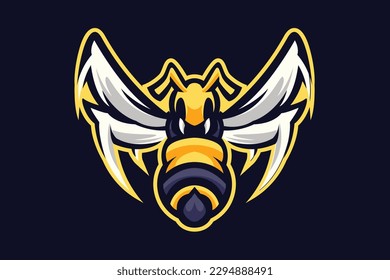 Bee sting cartoon mascot logo illustration vector