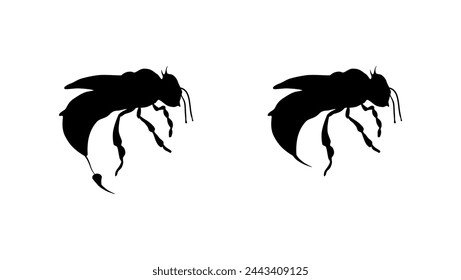 Emblema de picadura de abeja, silueta aislada negra