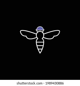 Bee With Sting Outline blue gradient vector icon