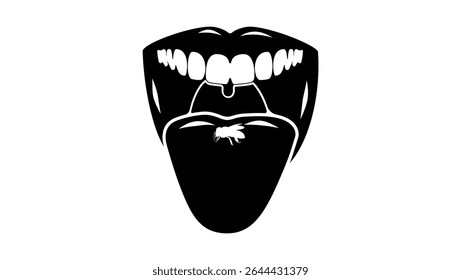 bee sting in throat, black isolated silhouette