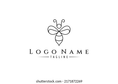 Bienen- oder Insektenlogo mit Liniendesign