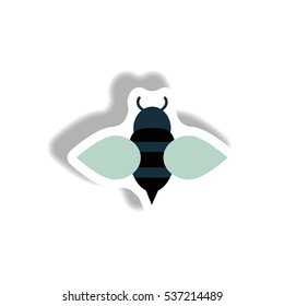 bee stylish icon in paper sticker style Honey bee