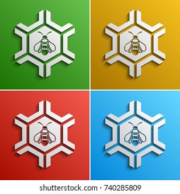 Bee stylized logo, Color options, Vector illustration