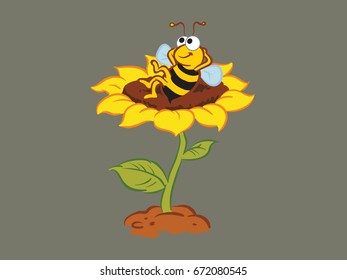 bee with sunflower 