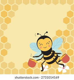 Una abeja enjambra alrededor de una flor mientras lleva un cubo de miel.